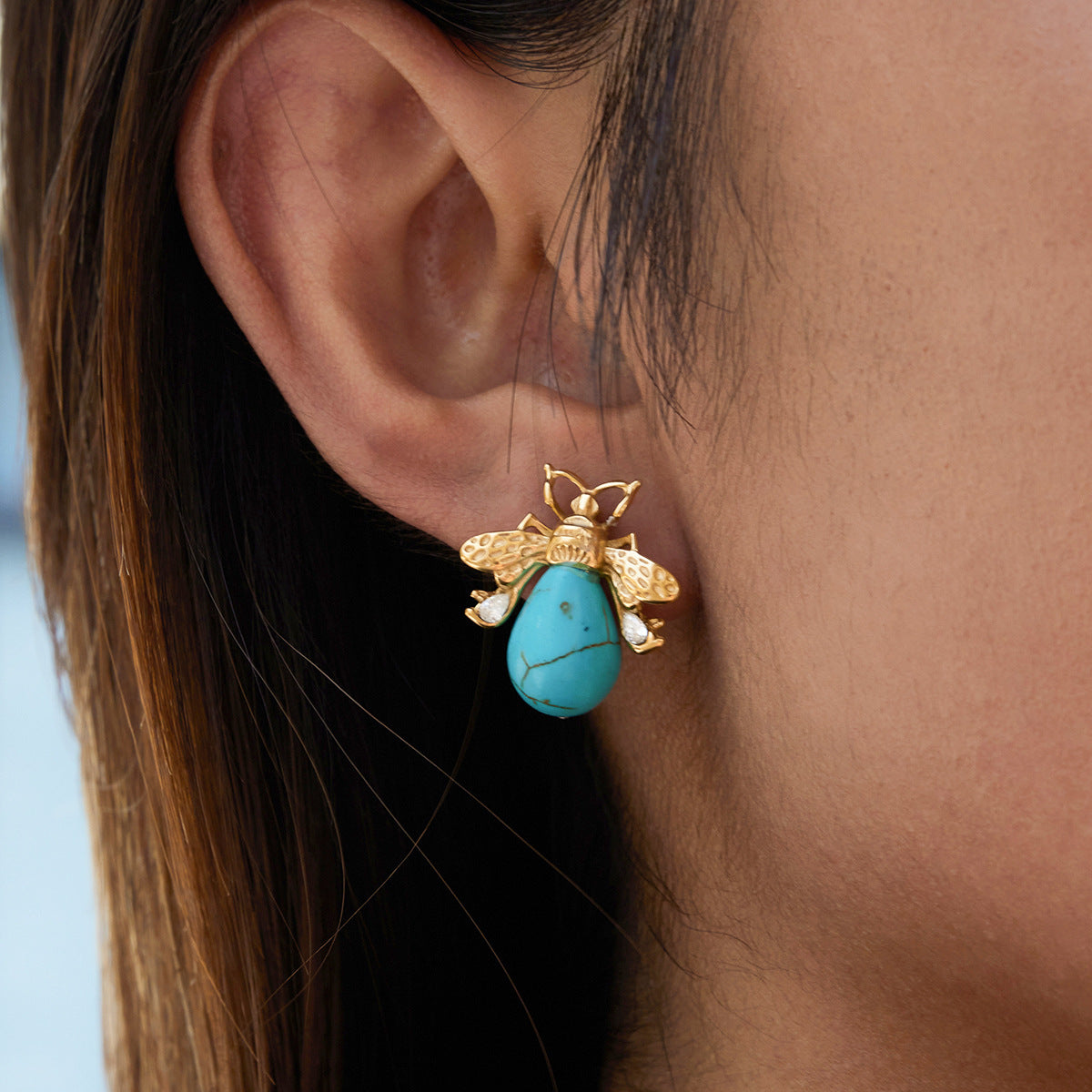 Pendientes de botón minimalistas geométricos de acero de titanio con circonita y perlas de imitación para mujer