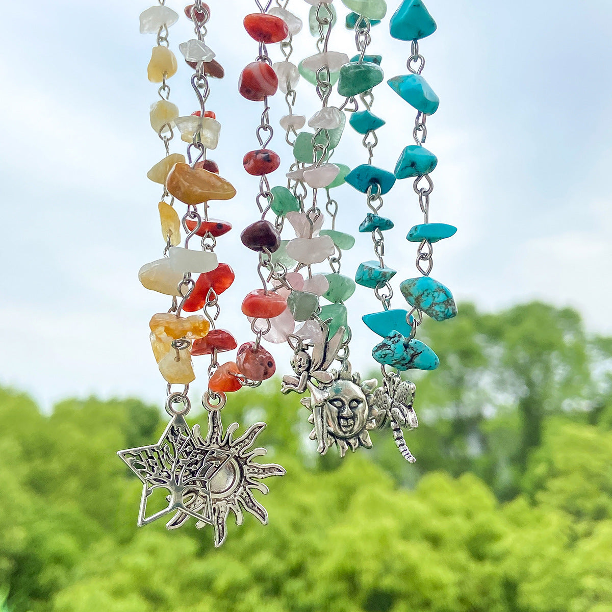 Collar con Colgante Geométrico Irregular en Forma de Estrella de Aleación con Acabado Bañado para Mujer, Diseño Caprichoso de Seta y Sol Inspirado en la Dopamina en Cadena Pavé