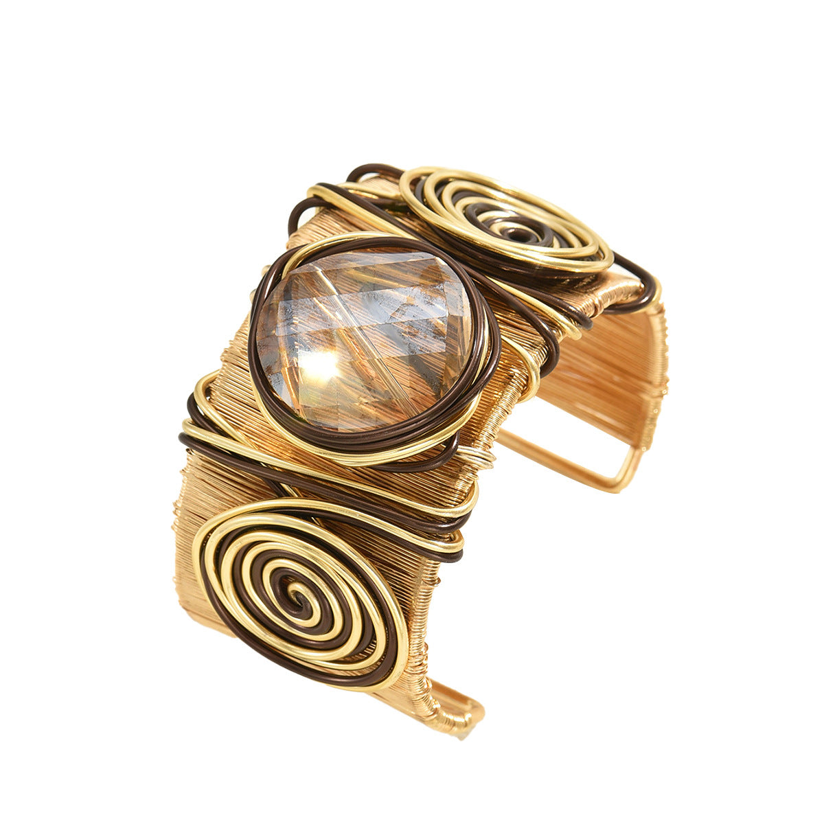 Pulsera Minimalista Geométrica de Hilo para Mujer en Aleación de Zinc con Incrustaciones Bañadas en Oro y Gemas Sintéticas