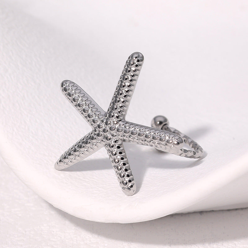 Minimalist Star-Shaped Stainless Steel Ring with Plating Finish for Women