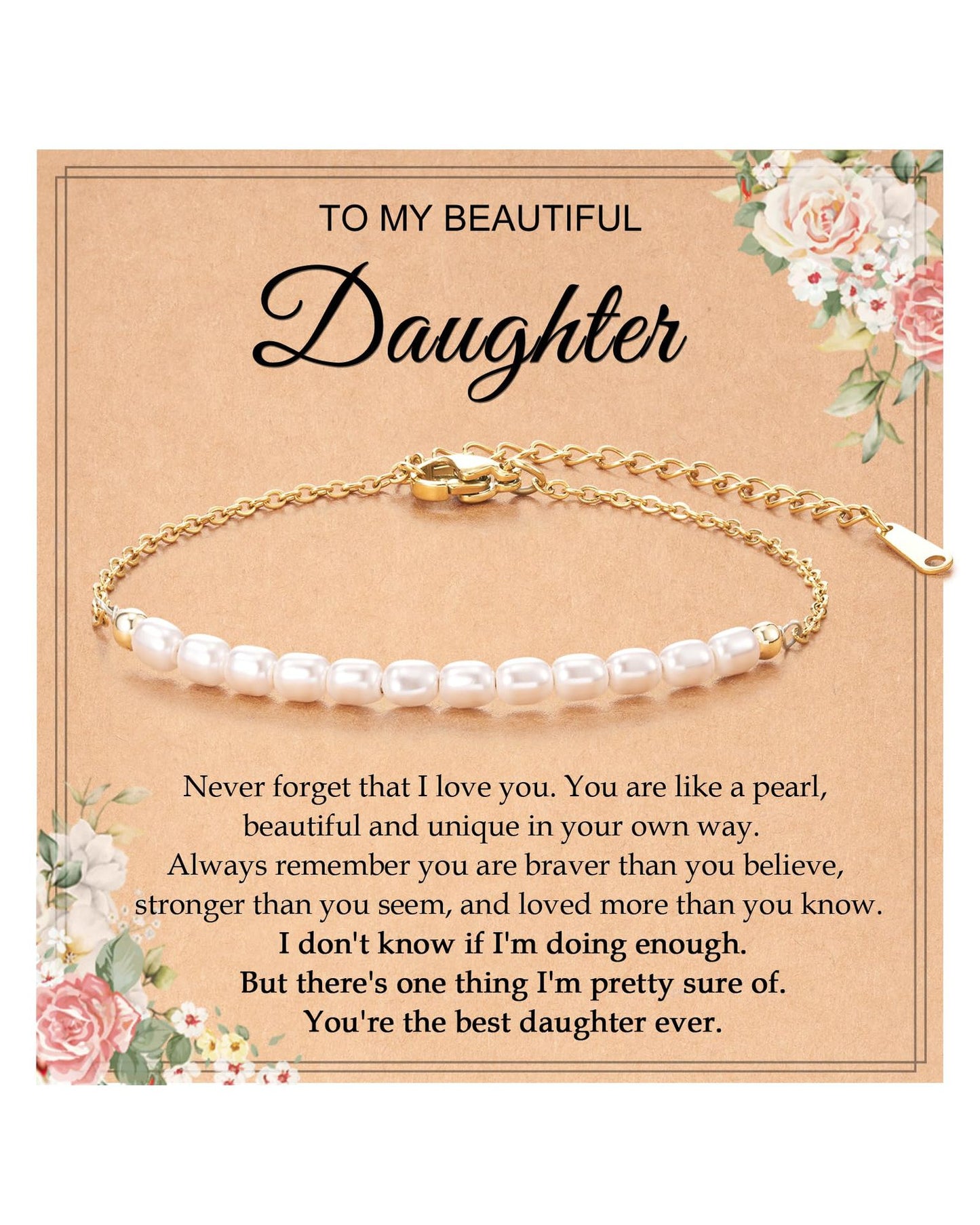 Sweet Geometric Pearl Stainless Steel Plated Bracelet Unisex Gift