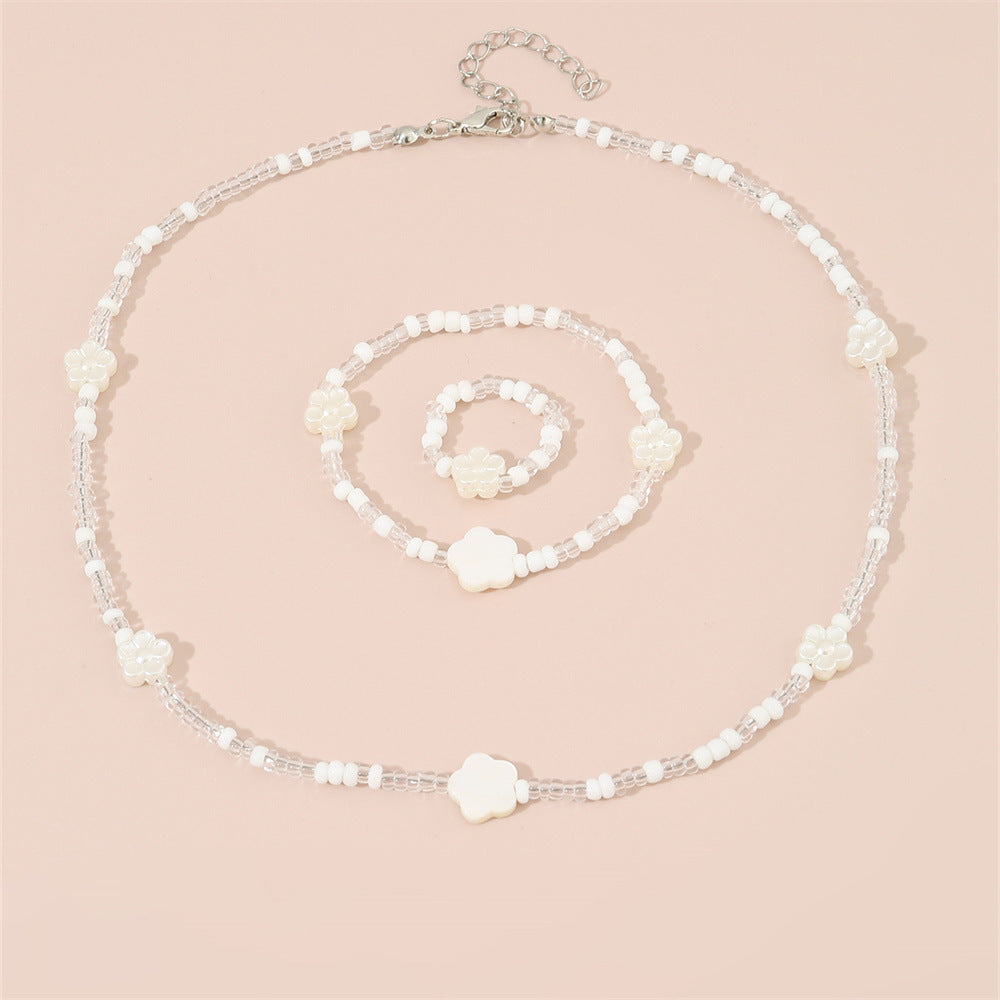 Set di collana con perline in resina a forma di stella, bracciale e anello per bambini, regalo di gioielli minimalisti fatti a mano