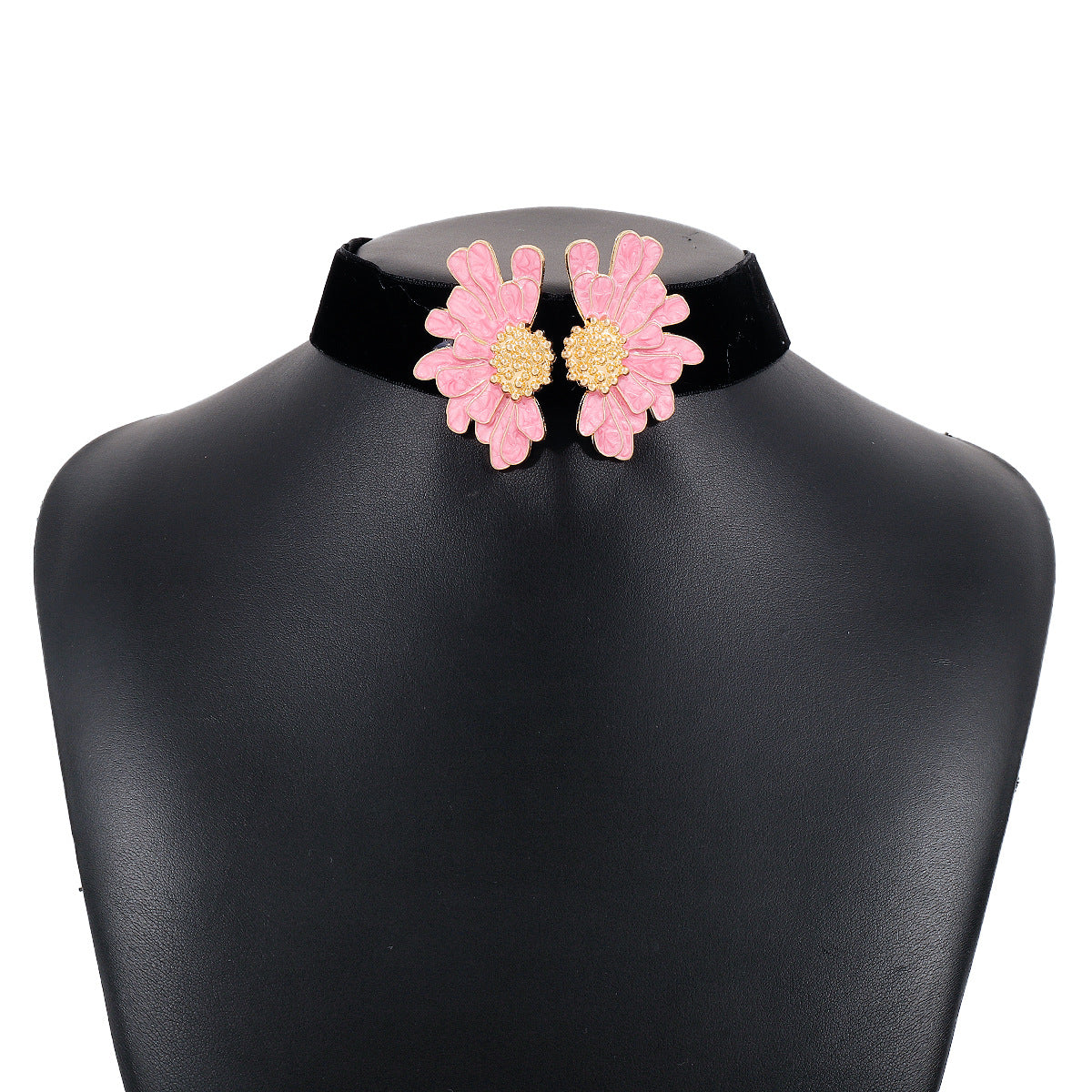 Collana pendente floreale da donna dolce e grintosa con finitura in smalto su base in lega con design geometrico a catena per clavicola