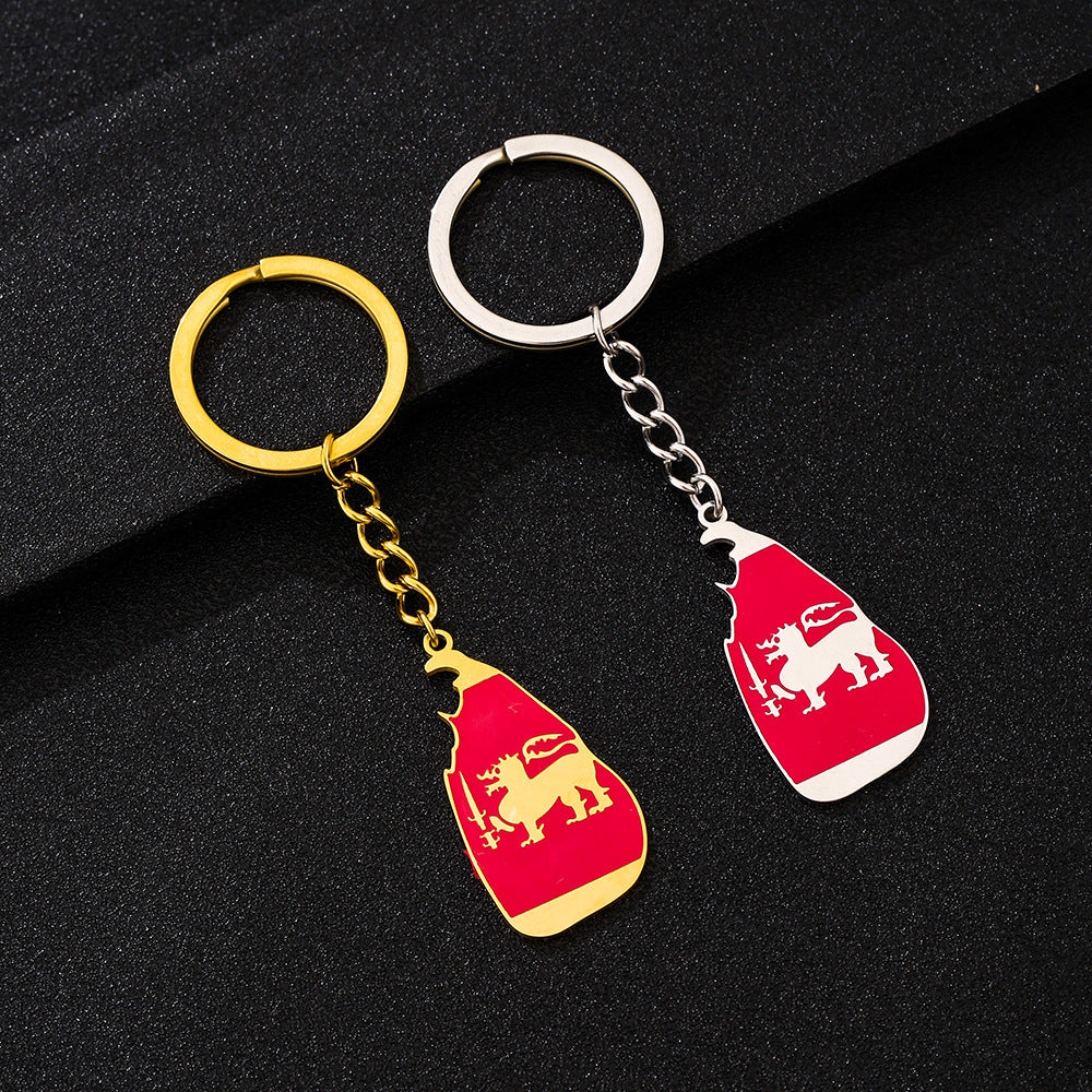 Llavero Esmaltado Vintage de Acero de Titanio con Diseño Étnico Accesorio Unisex
