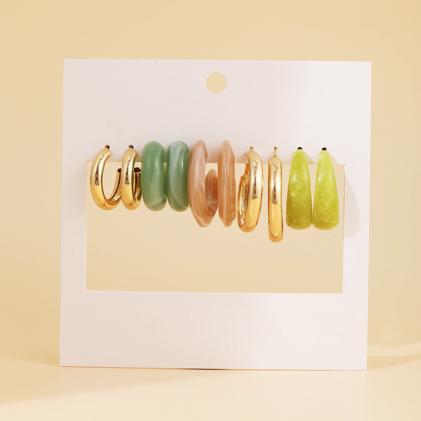 Fashion Geometric Round Gold Plated Zinc Alloy C-Shape Hoop Earrings with 925 Sterling Silver Posts