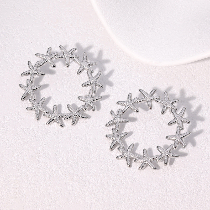 Minimalist Star-Shaped Titanium Steel Stud Earrings for Women with Electroplated Finish, Hypoallergenic and Fade-Resistant Fashion Jewelry