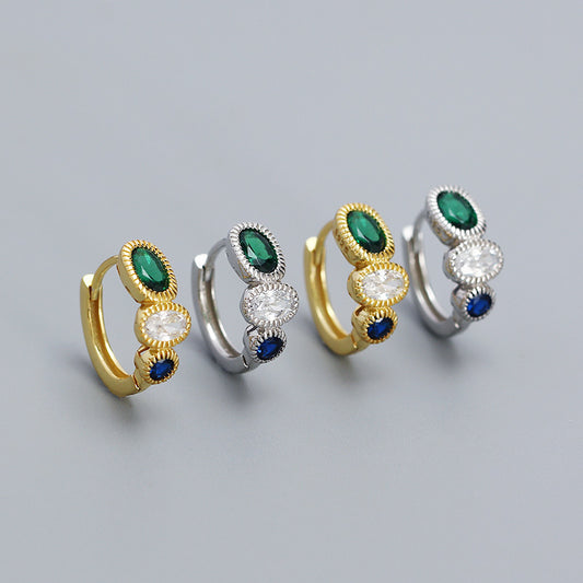 Pendientes de esmeraldas de plata esterlina 925 con forma geométrica y baño de plata para mujer