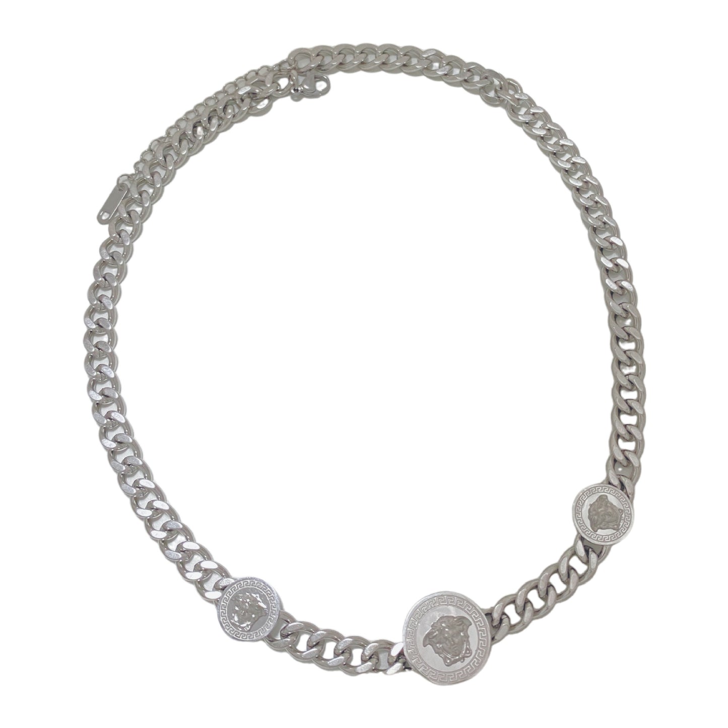 Vintage Streetwear Titanium Steel Plated Geometric Medusa Head Cuban Link Chain Necklace for Unisex
