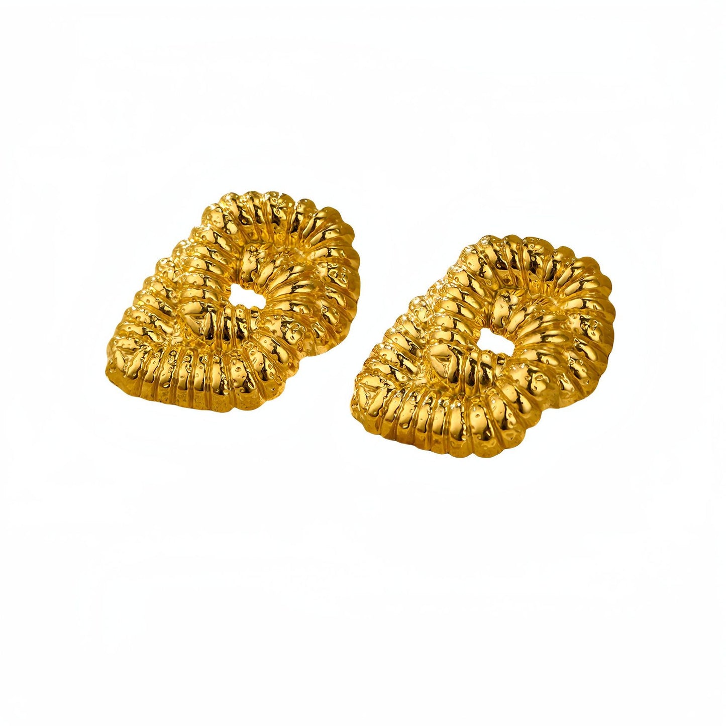 Pendientes de Acero Inoxidable con Textura Irregular de Lava para Mujer, con Forma Geométrica y de Rombo, Acabado Galvanizado, Estilo de Oficina de Moda
