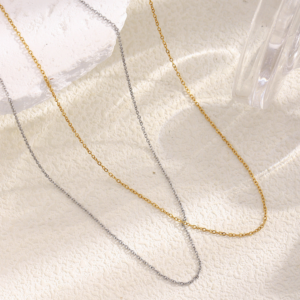 Collana da Donna Minimalista Geometrica a Croce in Acciaio Inossidabile Placcato Oro 18K