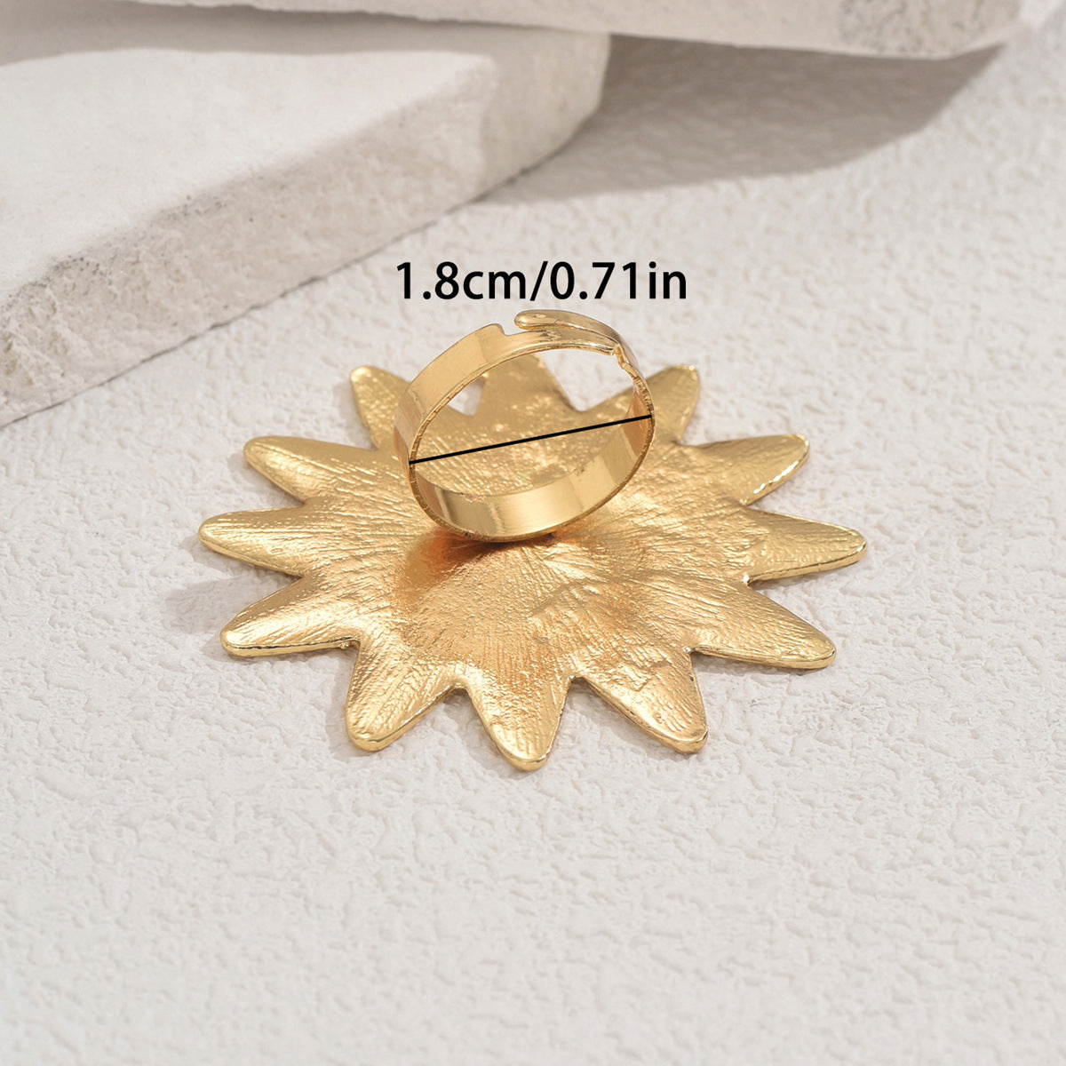 Anillo de cobre minimalista con forma de girasol y chapado en oro para mujer, joyería de moda con banda abierta ajustable