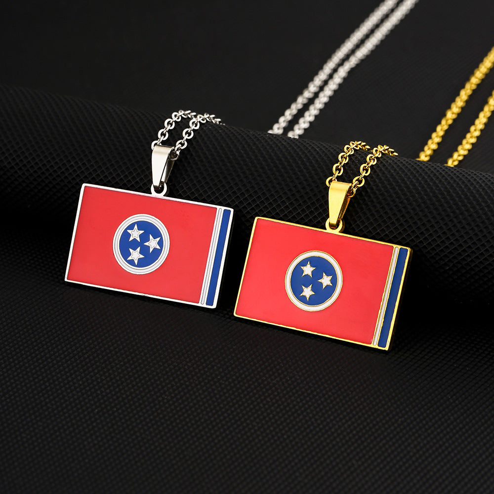 Collana Etnica Vintage Geometrica con Pendente in Acciaio Inossidabile Smaltato per Unisex con Catena a O