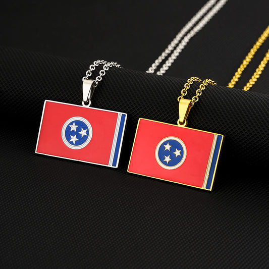 Collana Etnica Vintage Geometrica con Pendente in Acciaio Inossidabile Smaltato per Unisex con Catena a O