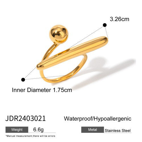 Fashion Business Casual Teardrop Geometric Plated Stainless Steel Ring for Women