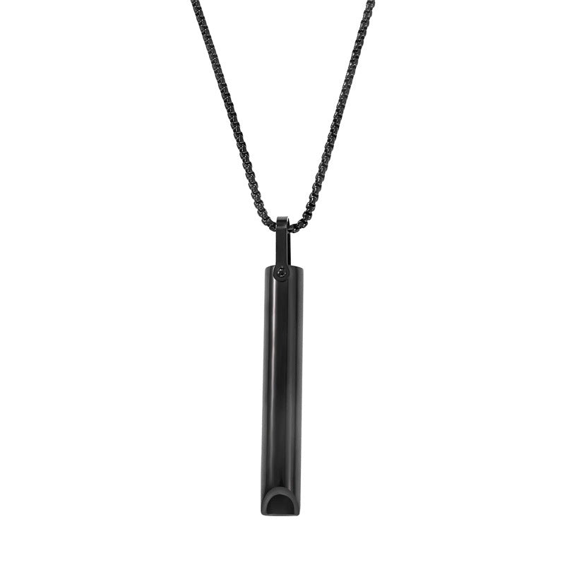 Natural Style Geometric Stainless Steel Pendant Necklace with Titanium Steel Charm and Plated Finish for Mindfulness Breathing and Stress Relief