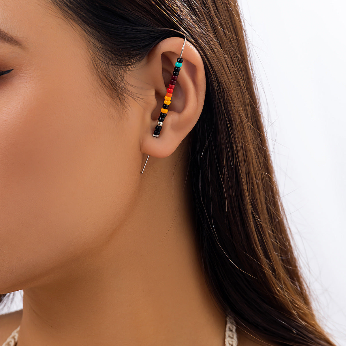 Rainbow Letter Bead Resin Ear Cuff for Women