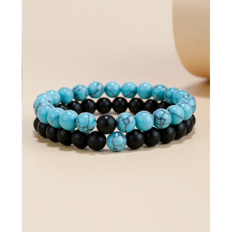 Minimalist Heart Agate Plated Bracelet Set for Unisex