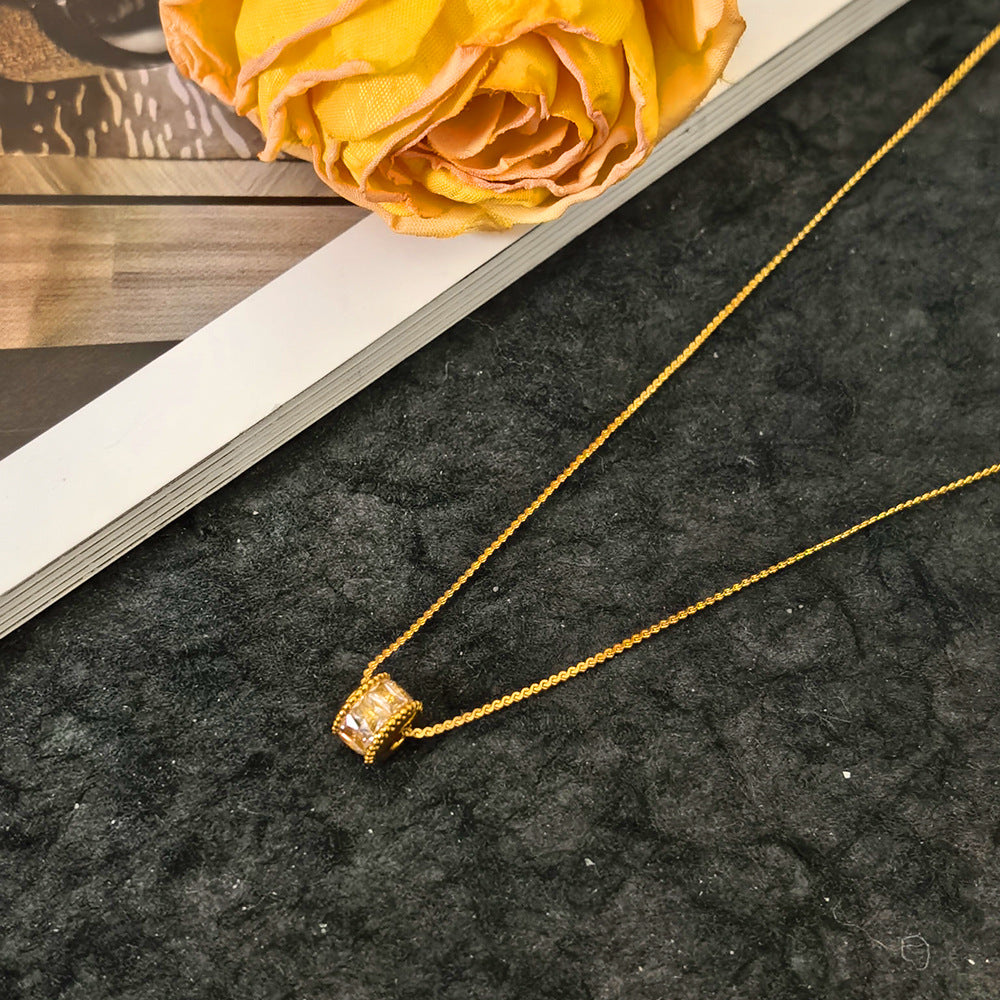 Collana Pendente Minimalista a Forma di Vita in Acciaio al Titanio con Finitura Placcata per Donne e Uomini, Gioielli con Chiusura a Catena O