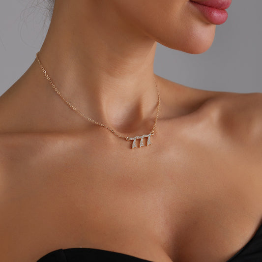 Minimalist Luxury Number 777 Pendant Necklace in Alloy with Electroplated Finish for Women