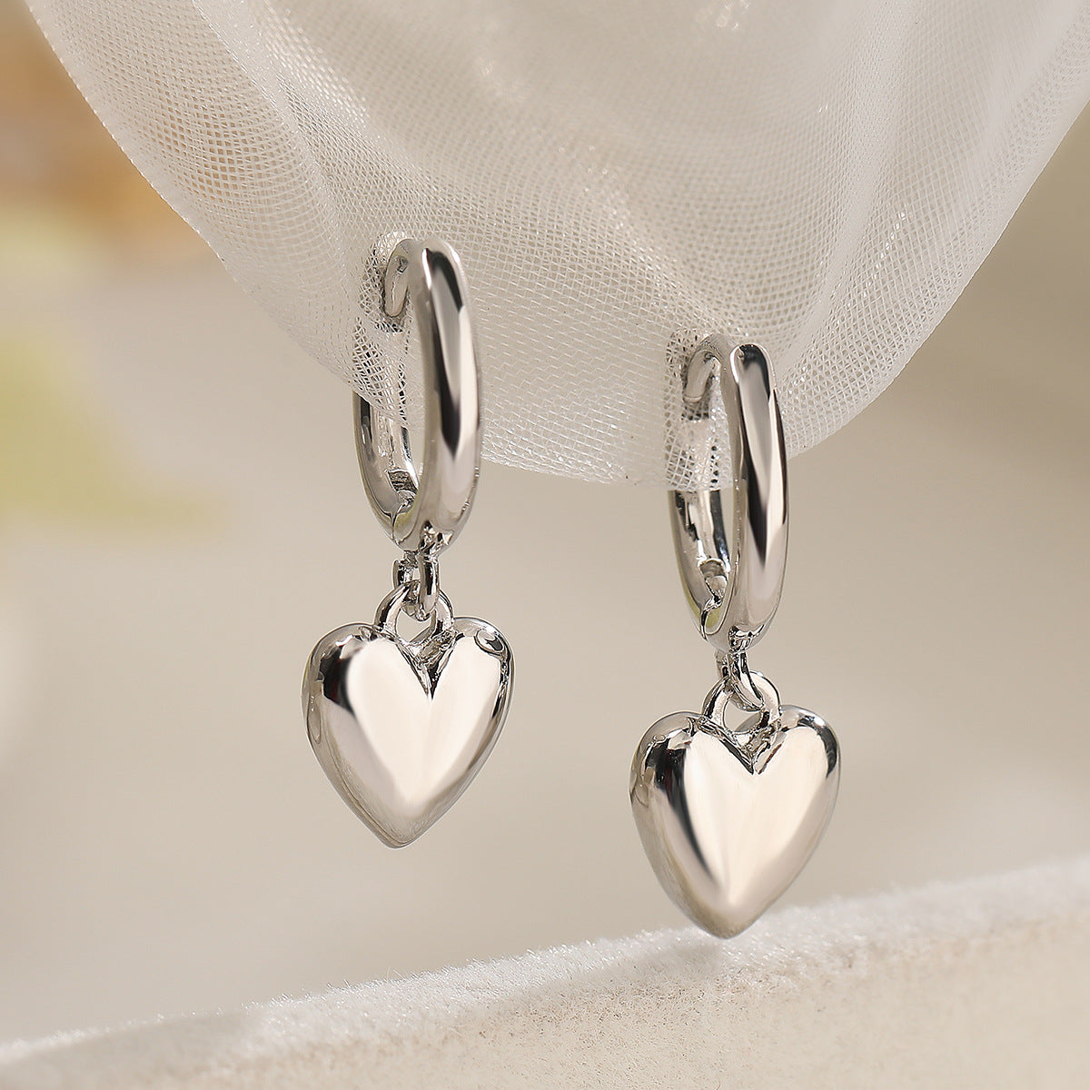 Minimalist Heart Star Floral Shaped Copper Earrings with Real Gold Plating and Zircon Inlay for Women