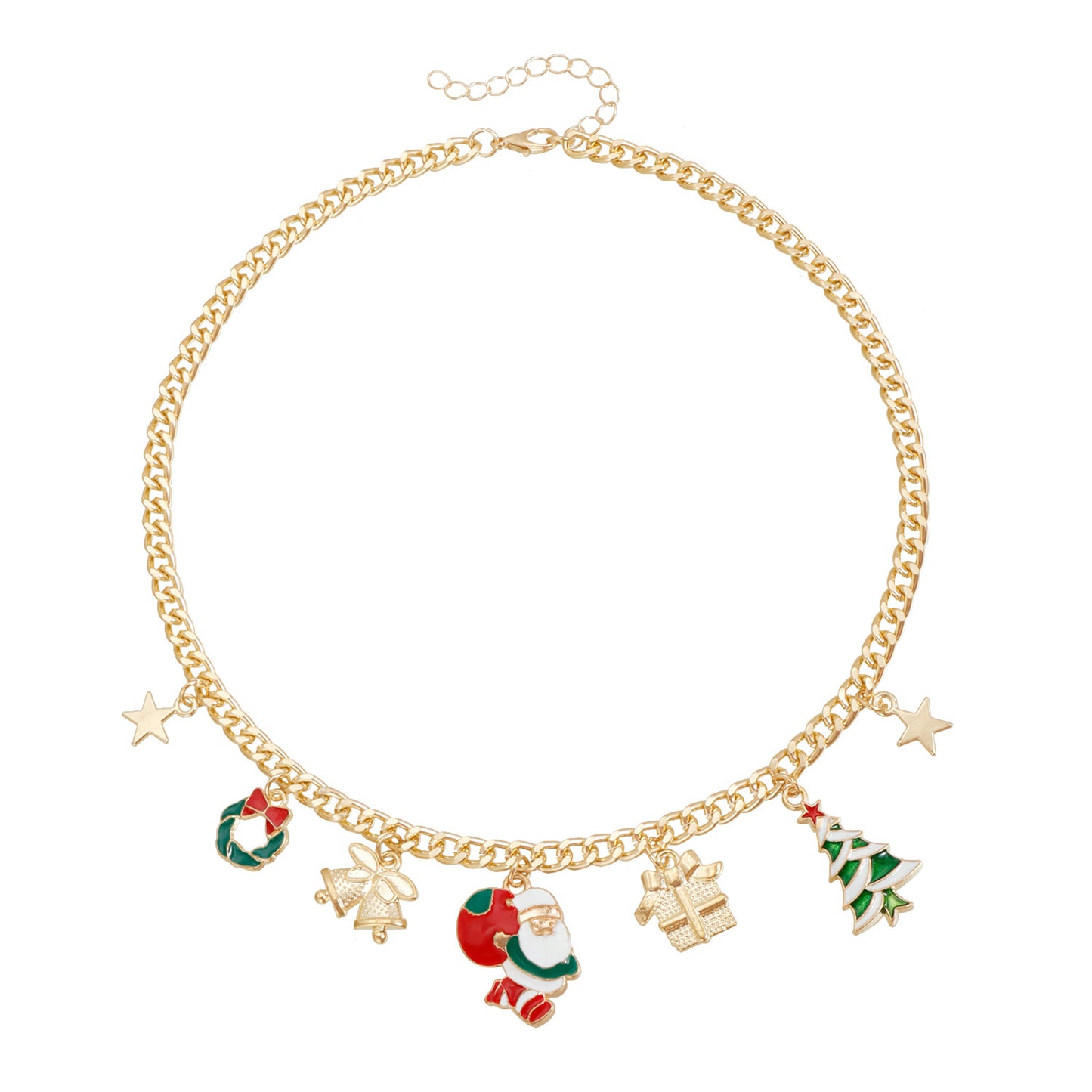 Festive Christmas Santa Castle Pendant Necklace for Women Alloy Geometric Choker with Plated Finish for Holiday Party
