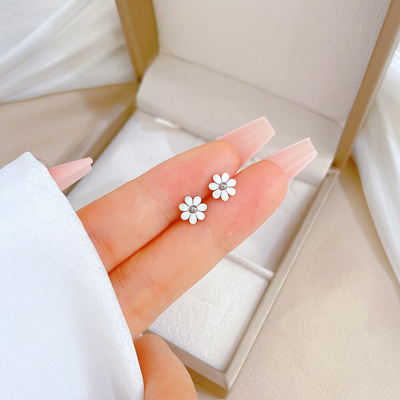 Minimalist Sweet Geometric Titanium Steel Plated Stud Earrings