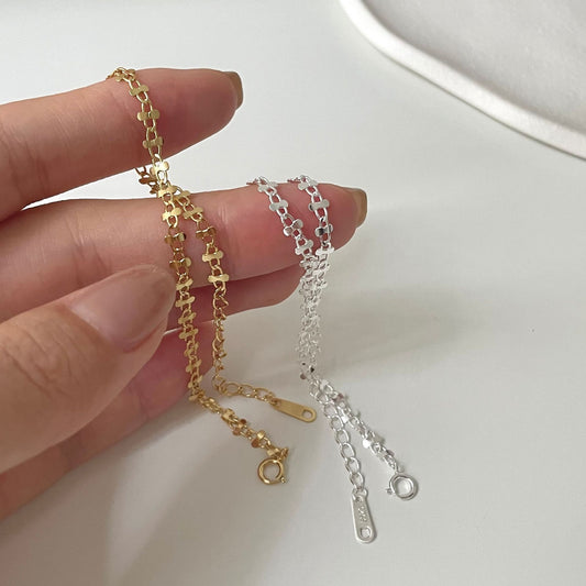 Bracciale da donna in argento sterling 925 placcato con linea intrecciata, stile minimalista