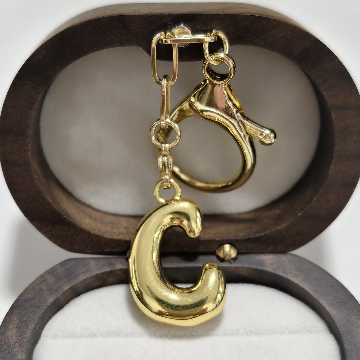 Minimalist 18K Gold Plated Letter Pendant Keychain for Brass