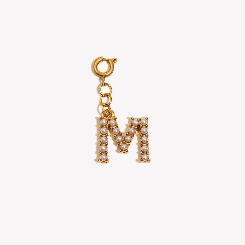 Barretta con Ciondolo a Lettera o Numero in Acciaio Inossidabile Placcato Oro 18K Minimalista da Donna