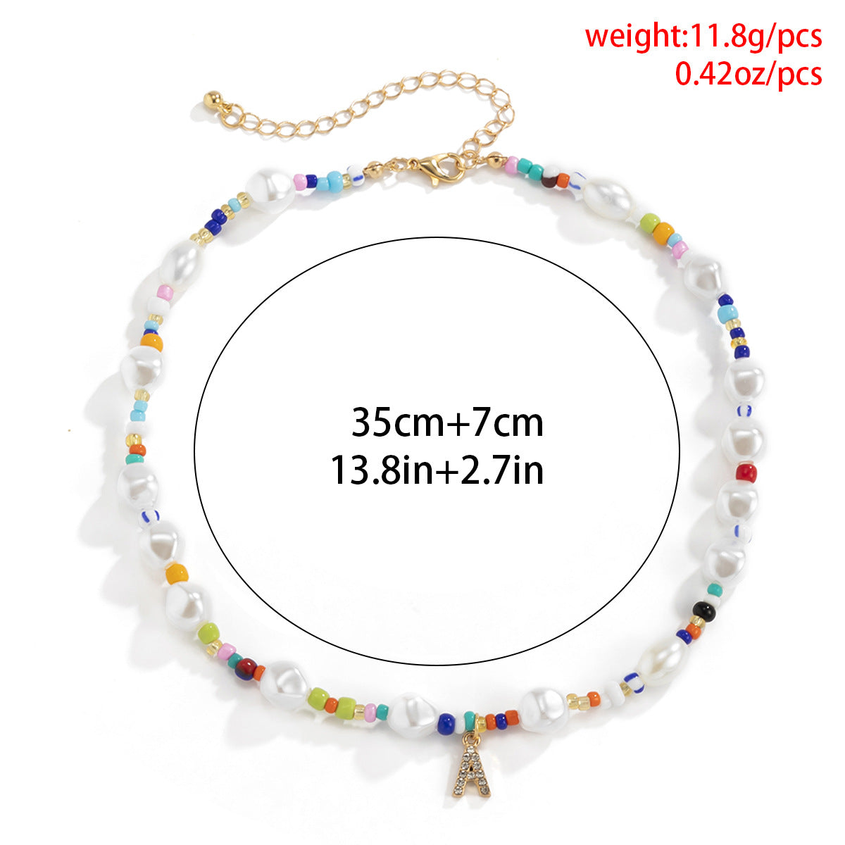 Bohemian Vintage Geometric Letter A Faux Pearl Pendant Snake Chain Necklace for Women