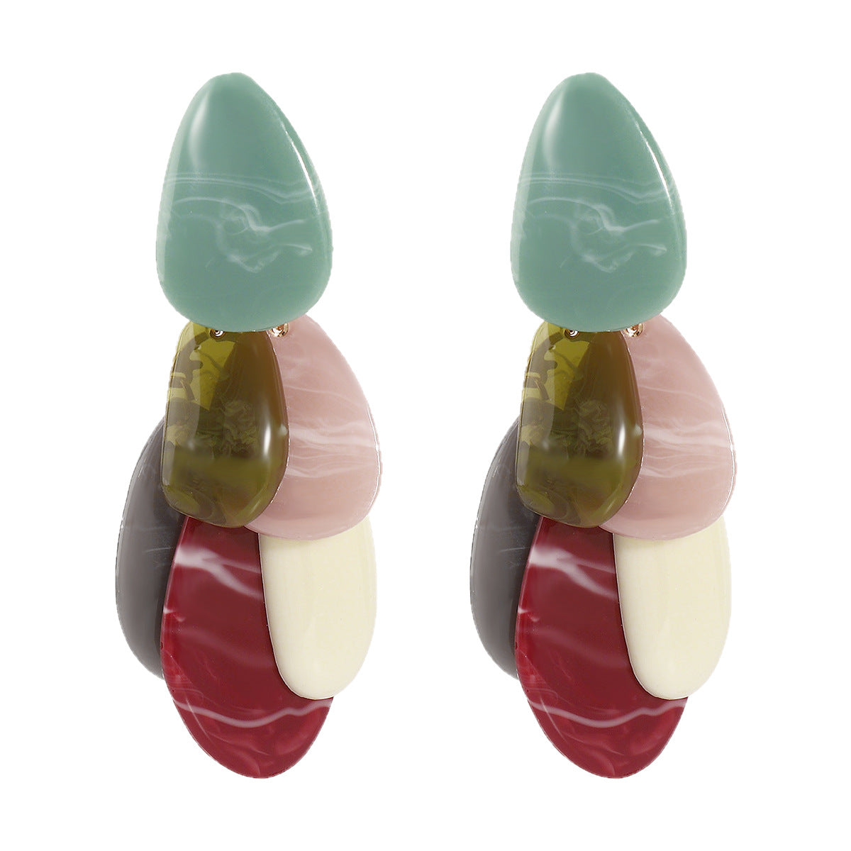 Pendientes Minimalistas Geométricos de Resina en Colores Vibrantes con Postes de Acero Galvanizado, Joyería Artística para la Moda Femenina de Inspiración Retro