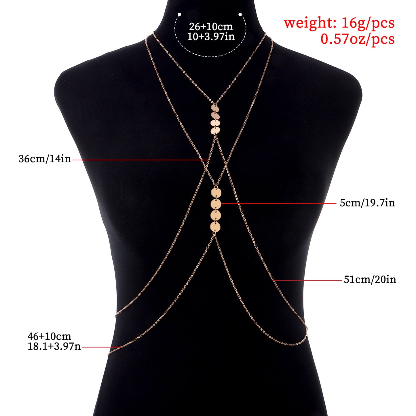 Minimalist Geometric Alloy Pendant Body Chain for Women