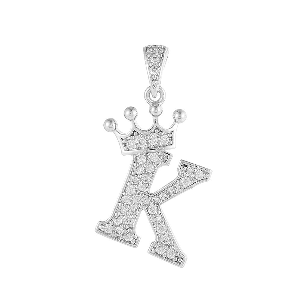 Silver Plated Brass Cubic Zirconia Inlaid Letter Charm Bar for DIY Necklace Bracelet