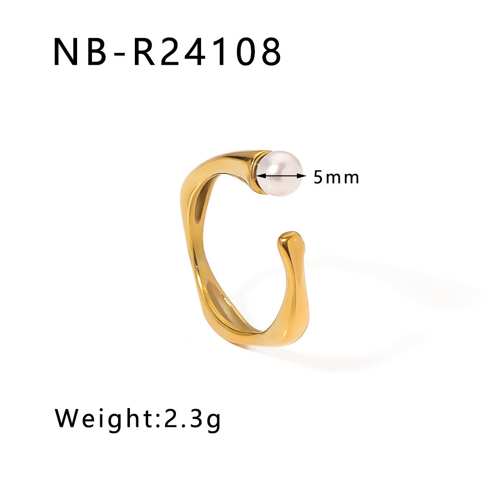 Elegante Anello in Acciaio Inossidabile con Trama Intrecciata e Intarsio di Strass con Motivi a Foglia, Onde e Forme Geometriche per Uomo e Donna