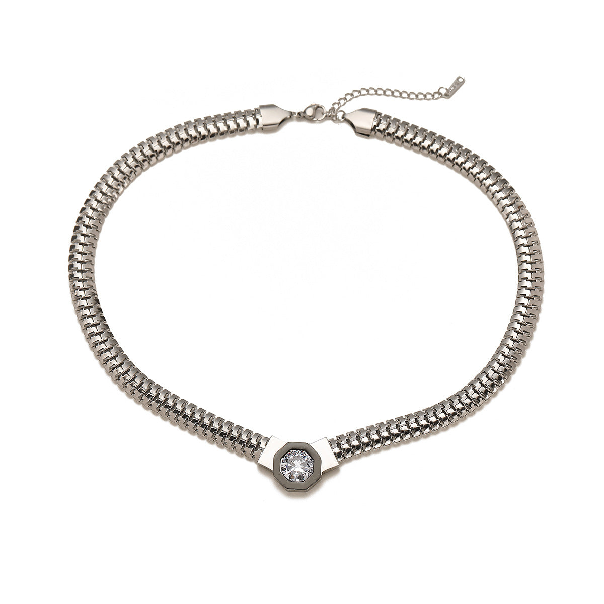 Collana geometrica minimalista in acciaio inossidabile con placcatura in oro 18 carati per donna — Catena con forma irregolare che poggia sulla clavicola