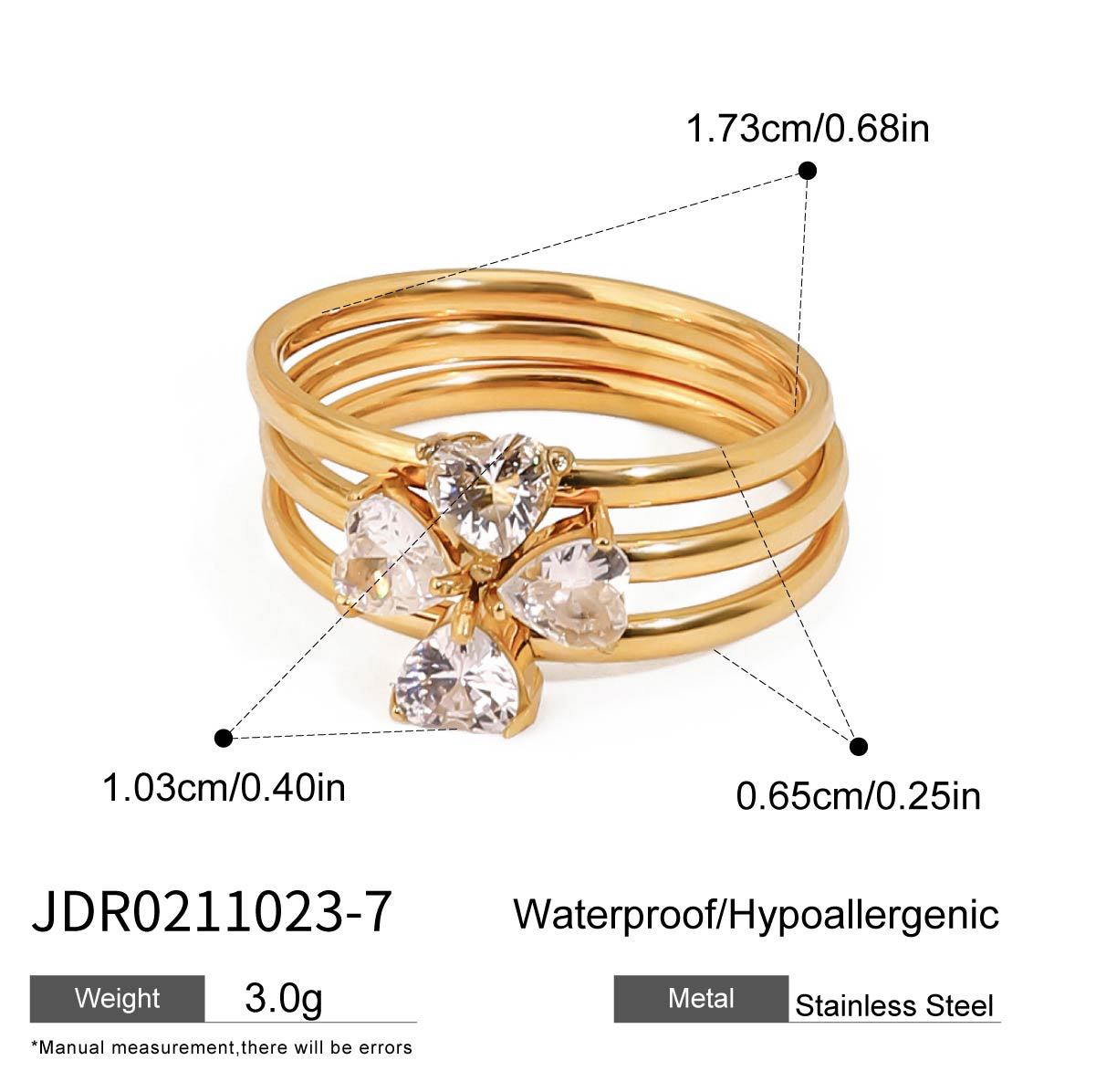 Geometric Floral Plated Stainless Steel Ring for Women