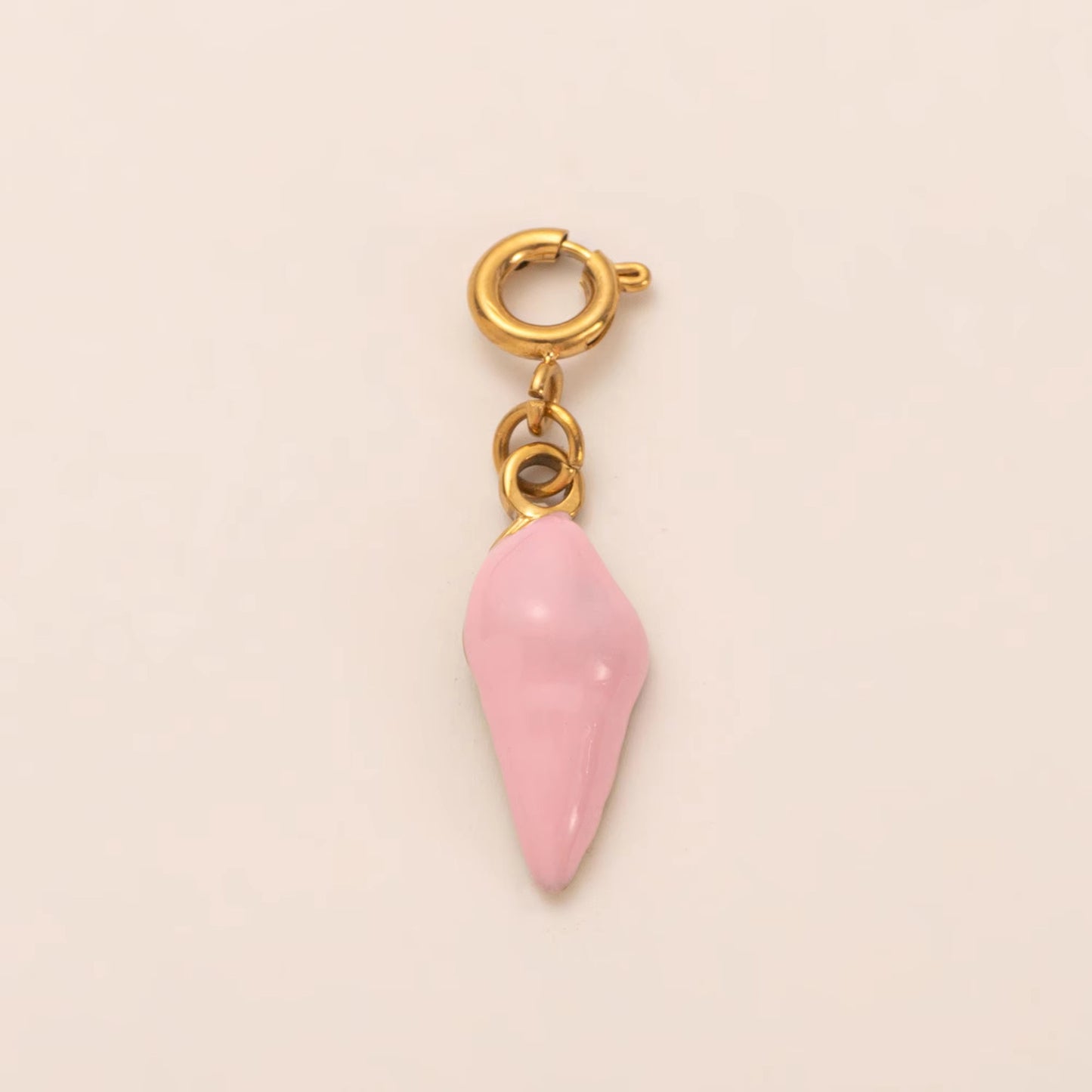 Vintage 18K Gold Plated Stainless Steel Conch Shell Charm Bar