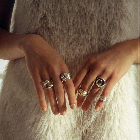 Unique Ins Style 18K Gold Plated Stainless Steel Waterdrop Ring Geometric Elliptical Design Unisex Jewelry