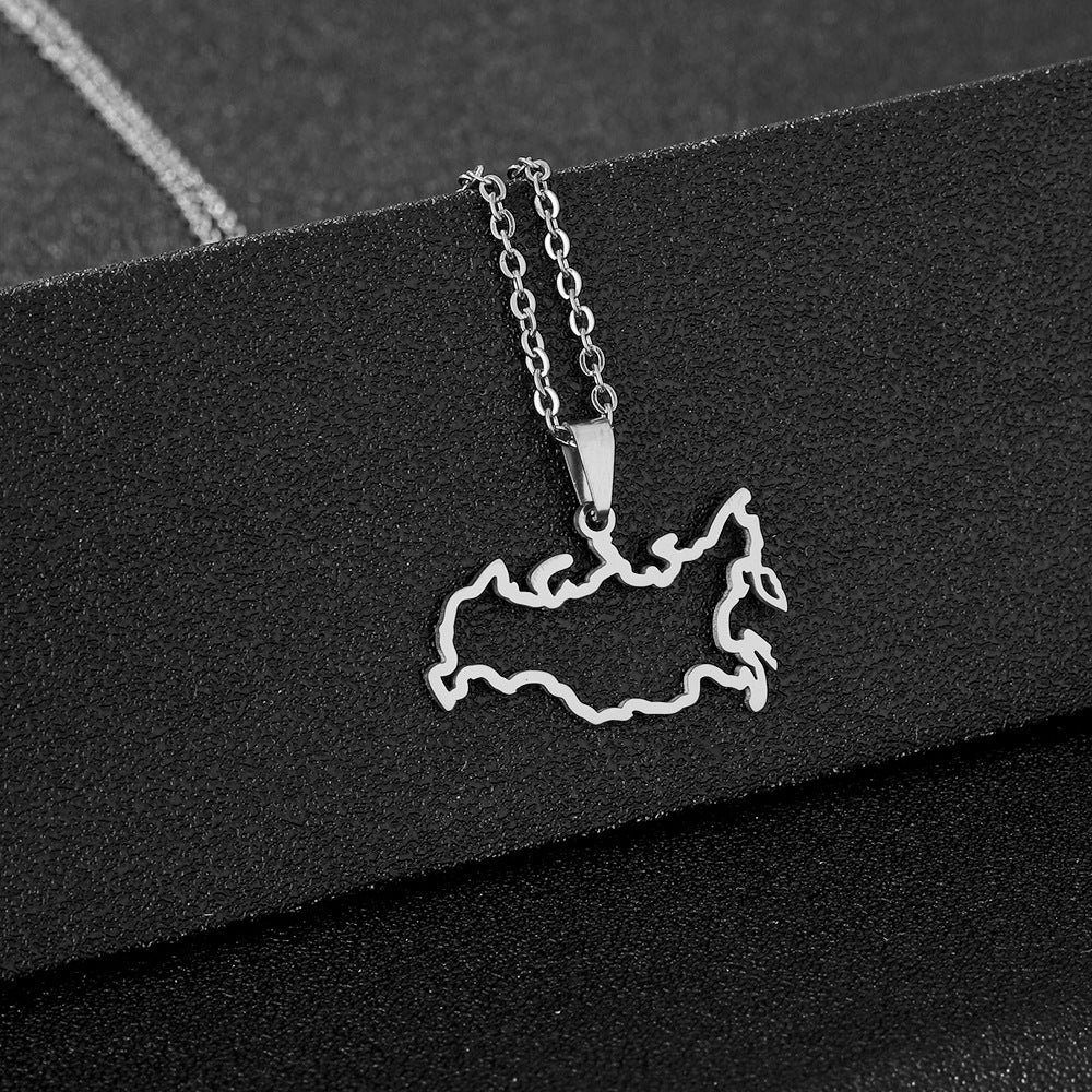 Collana con Ciondolo Geometrico Minimalista in Acciaio Inossidabile con Charm in Acciaio al Titanio e Finitura Placcata, Unisex