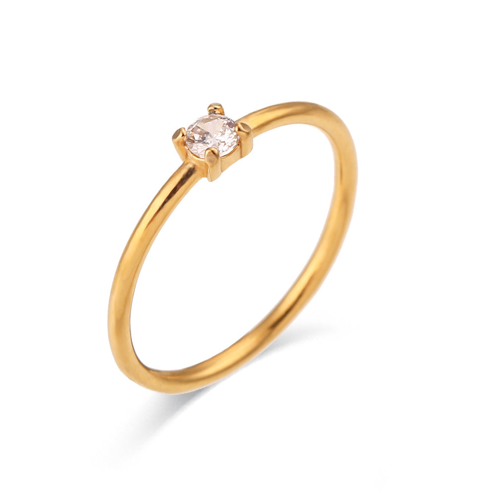 Minimalist Geometric Stainless Steel Plated 18K Gold Birthday Ring for Women