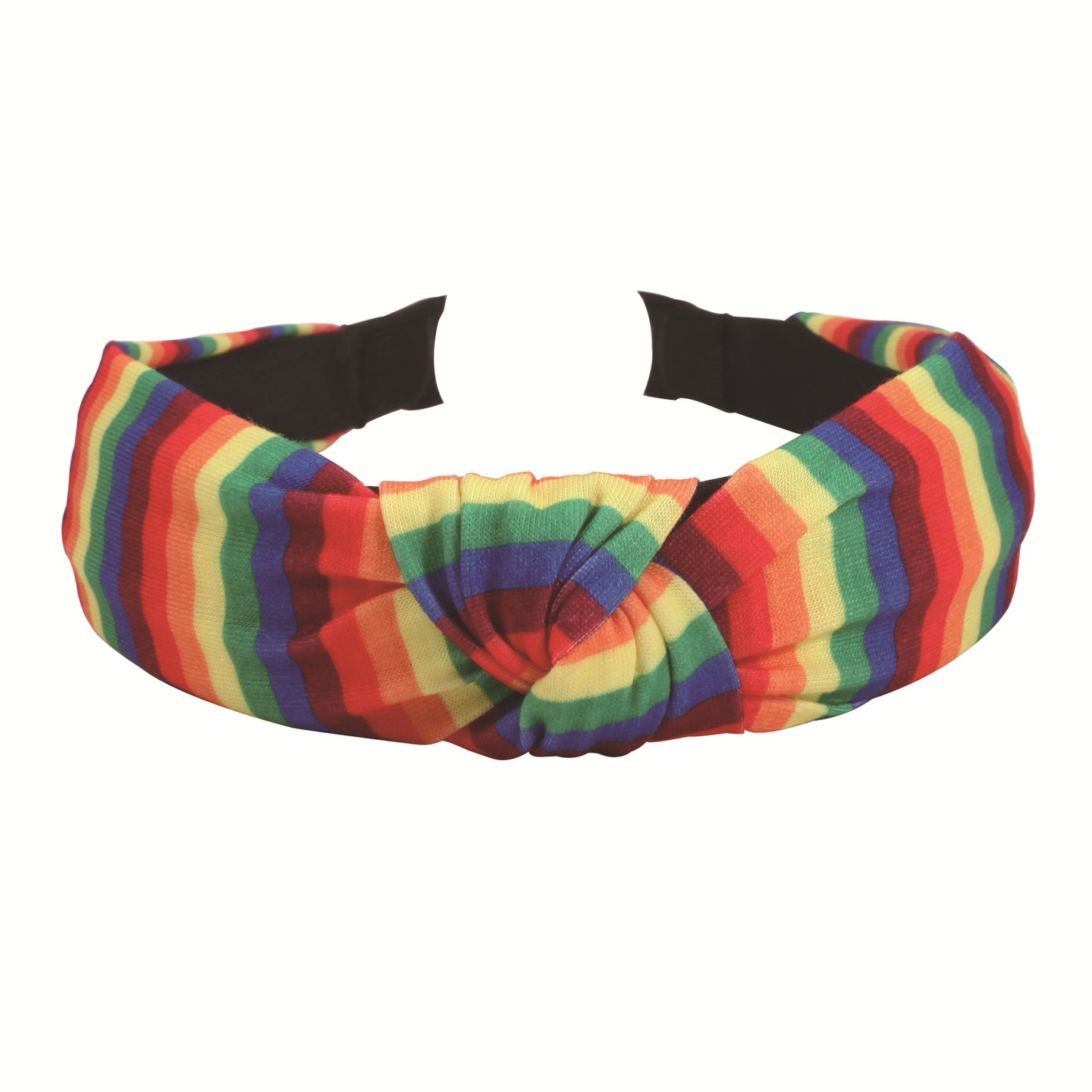 Cerchietto da donna in tessuto vintage con stampa geometrica a righe arcobaleno