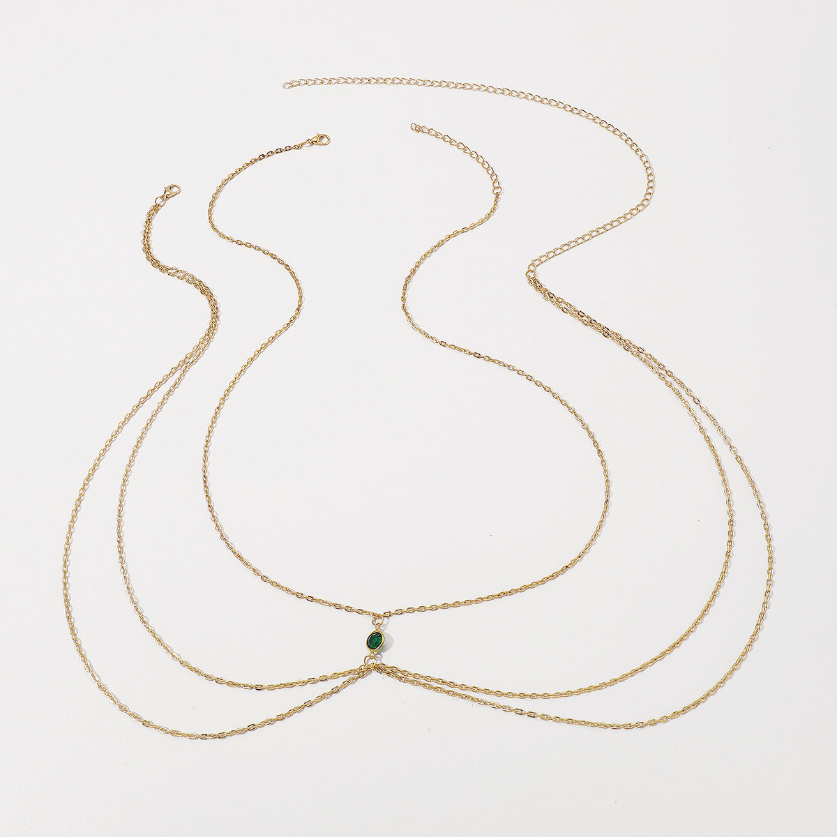 Cadena Corporal Geométrica Minimalista Vintage para Mujer con Cadena de Serpiente de Hierro Bañado y Acentos de Diamantes de Imitación