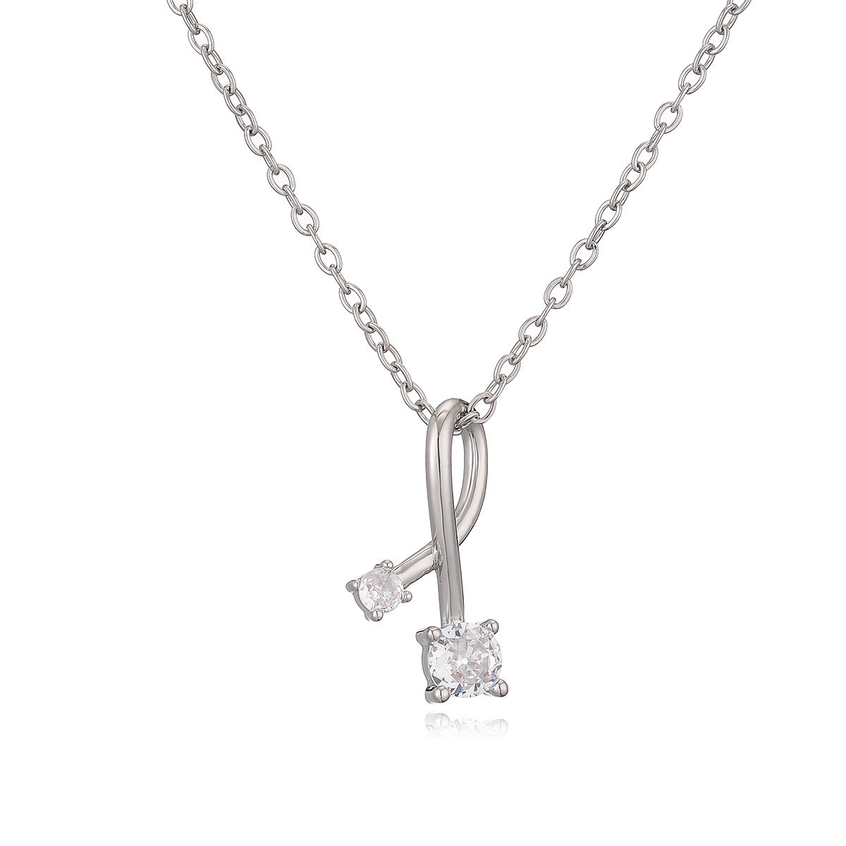 Minimalist Geometric Pendant Necklace for Women in Brass with Real Gold Plating and Zircon Inlay