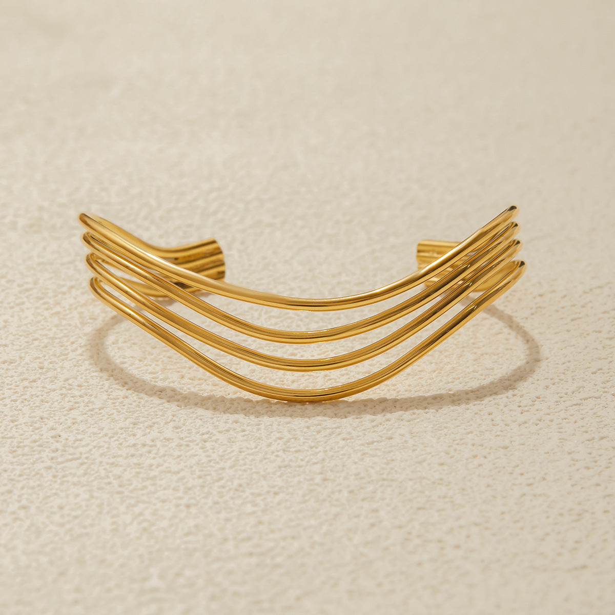 Braccialetto Minimalista Geometrico a Linee in Acciaio al Titanio da Donna con Finitura Placcata, Gioielli di Lusso Ipoallergenici in Acciaio Inossidabile
