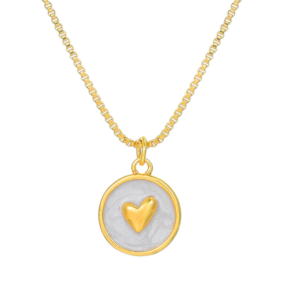Collana Pendente Minimalista con Stella Marina Delfino Concha Cuore da Donna in Rame con Finitura Smaltata su Catena ad O