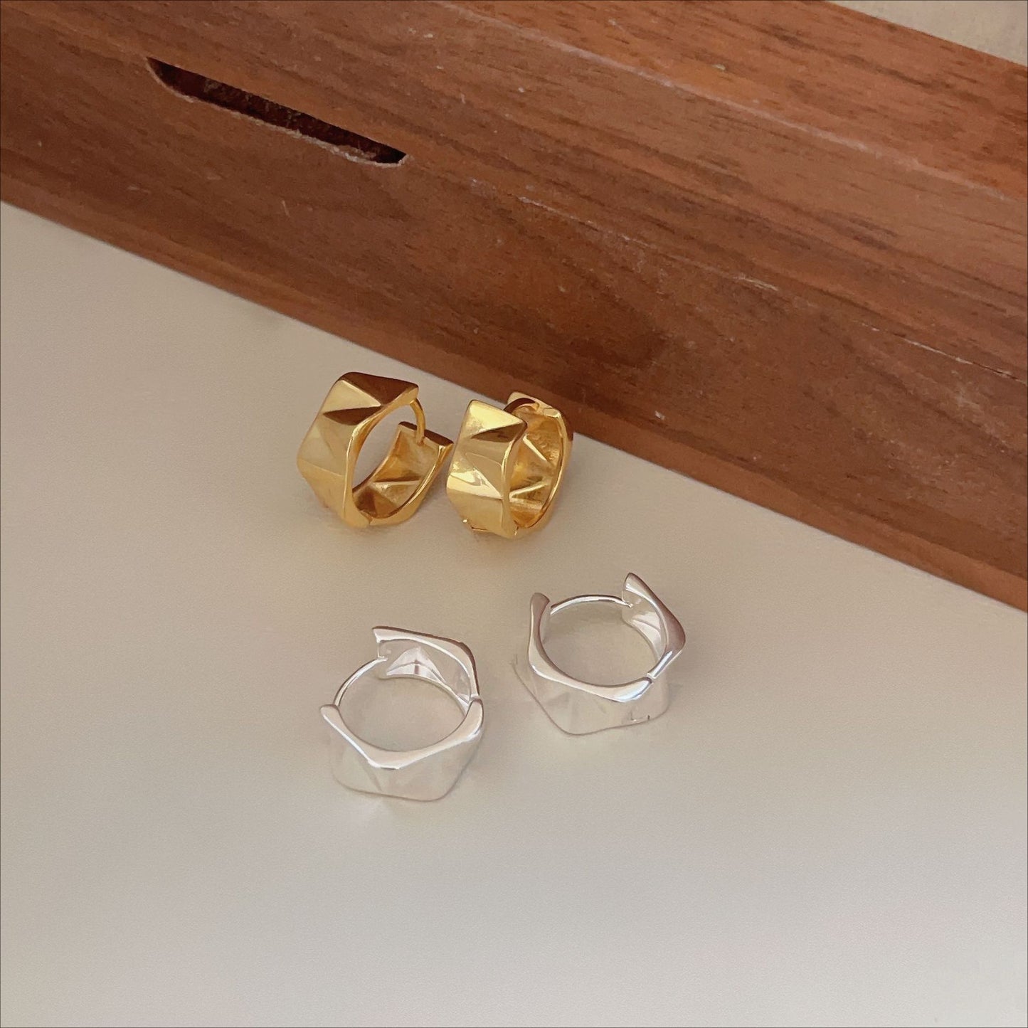 Minimalist Letter-Shaped 925 Sterling Silver Ear Studs with Plated Finish for Women