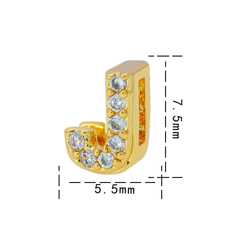 Collana con Ciondolo a Lettera Minimalista da Donna in Acciaio al Titanio con Placcatura in Oro 18K e Strass su Catena O-Ring
