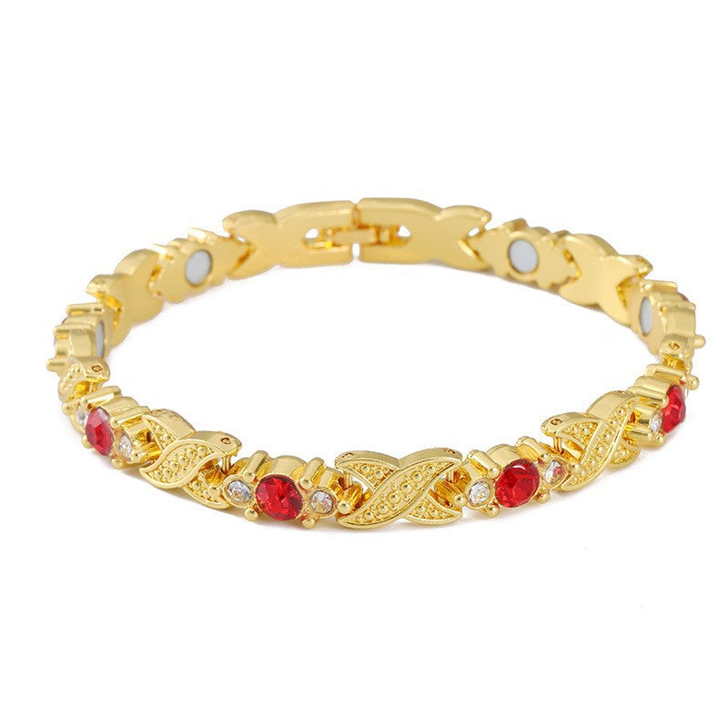 Bracciale Minimalista Magnetico Regolabile a Forma di Foglia in Lega di Zinco Placcato con Design Geometrico per Donna e Uomo