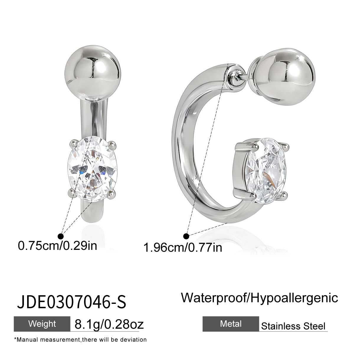 Pendientes de botón minimalistas de acero inoxidable con forma de sol y circonitas para mujer