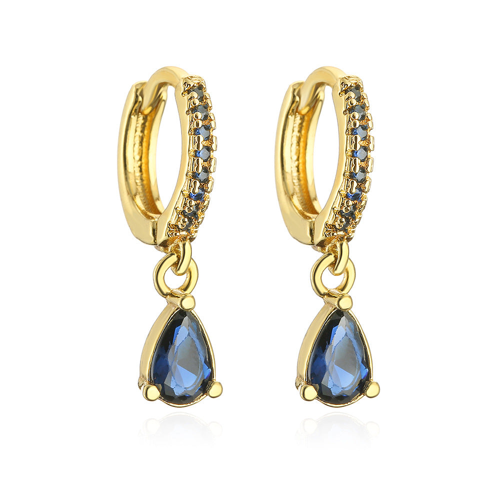 Orecchini minimalisti geometrici in rame con placcatura in oro 18K e dettagli in zircone da donna